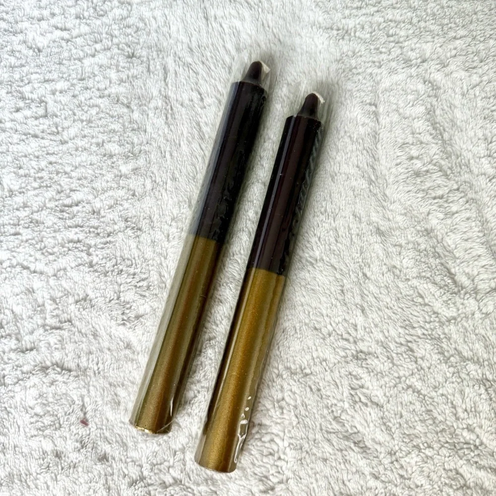 Gold and Black 8” Unscented Taper Candles - set of 2